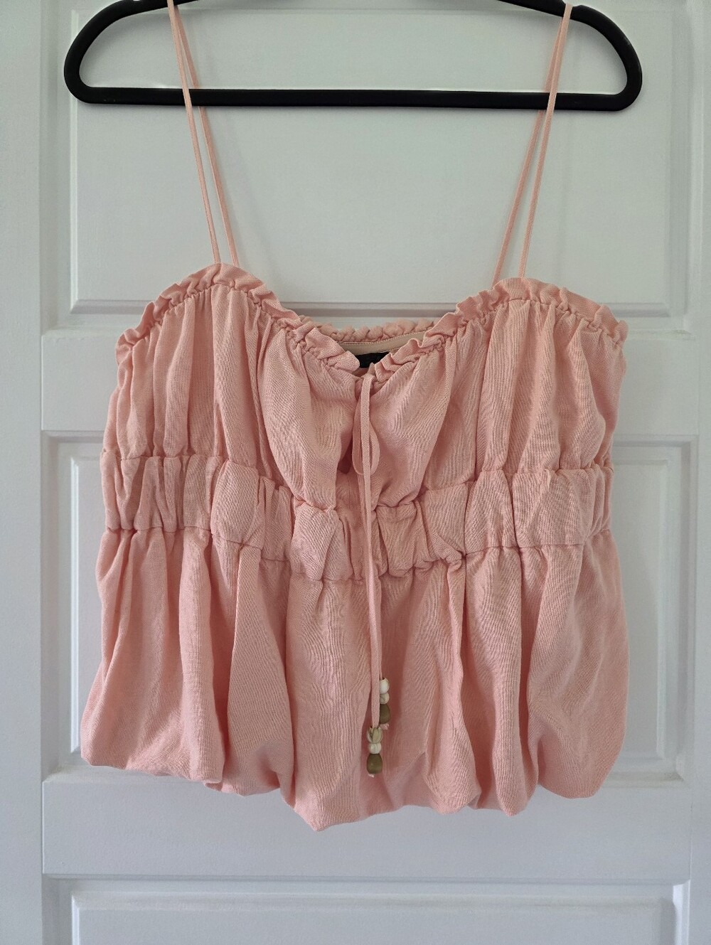Zara LINEN BLEND ELASTICATED TOP New Without Tags
